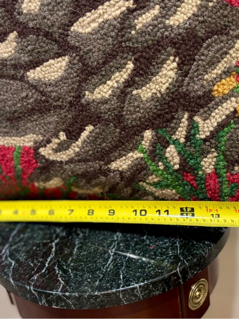 Festive Pinecone Hooked Accent Pillow - Red, Green & Gray - Picture 5 of 5